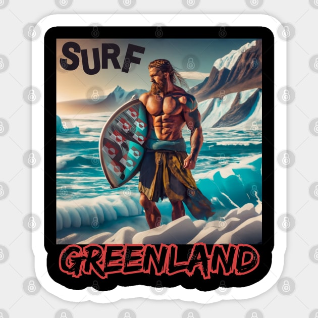 SURFING SAFARI GREENLAND Funny VIKING Curl Shooters Sticker by SailorsDelight